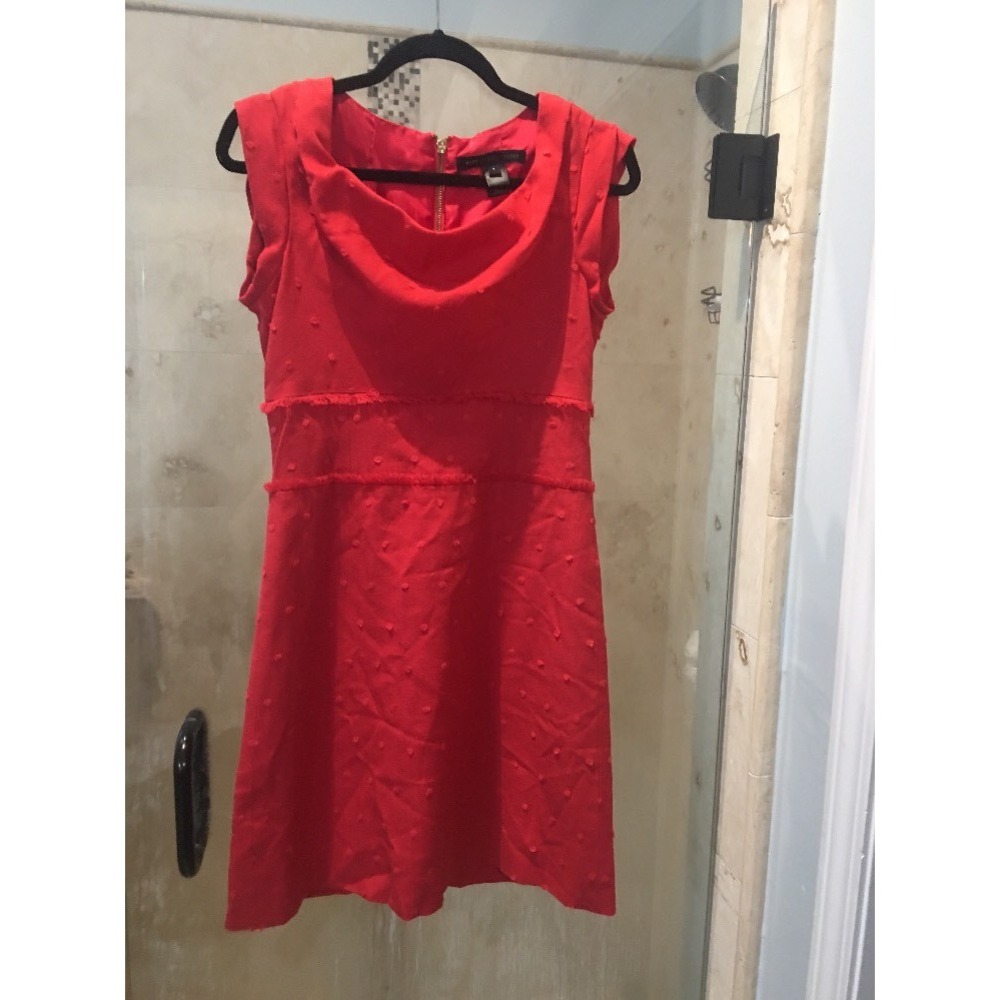 Marc Jacobs Red Knit Wool Blend Polka Dot Draped Dress 4 Pin Up Betty Paige